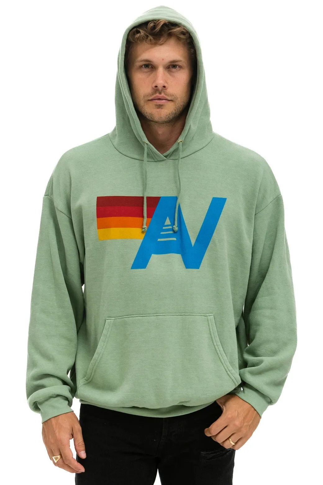 LOGO PULLOVER RELAXED HOODIE - SAGE