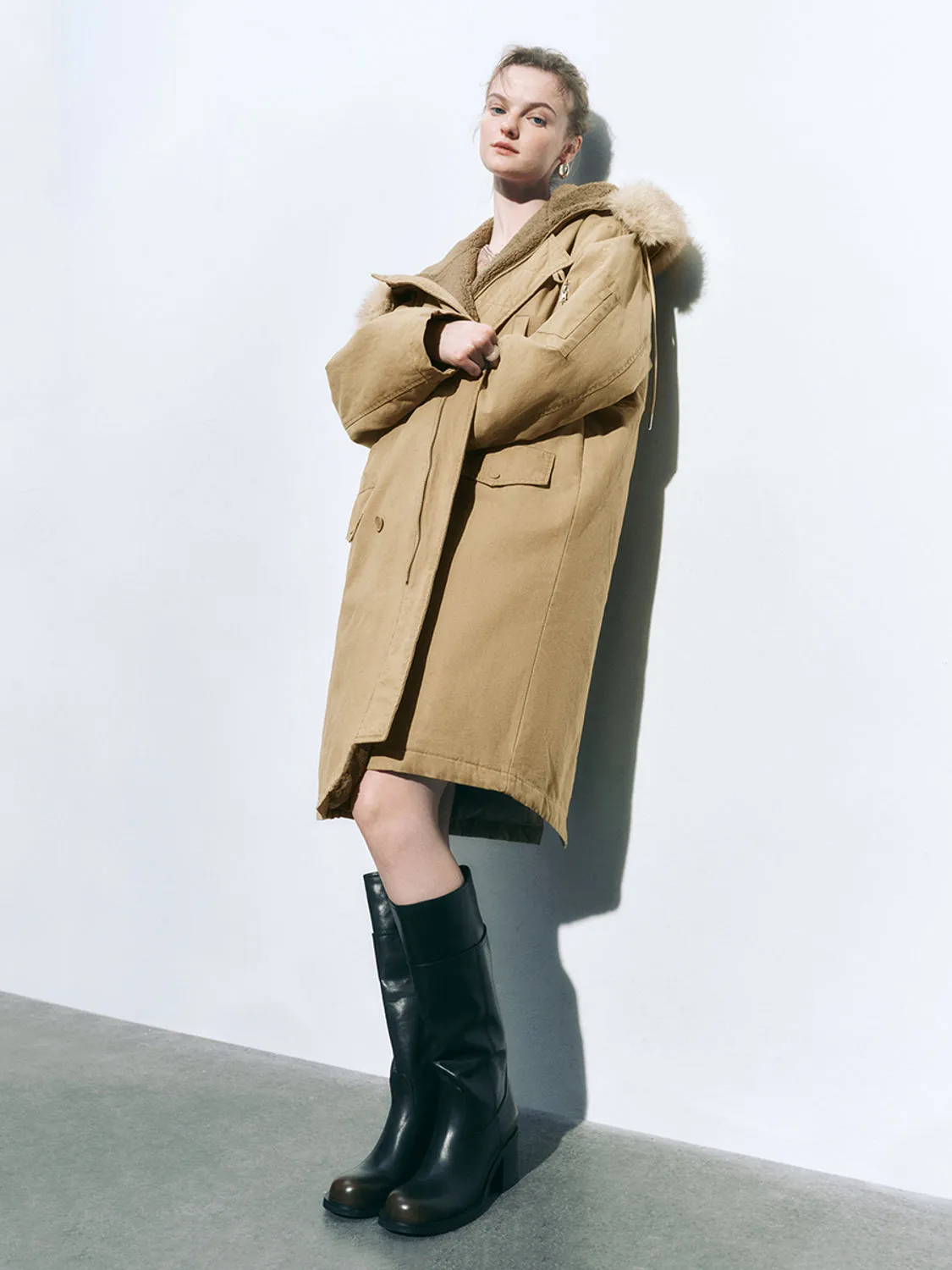 Midi Shearling Parka Jackets