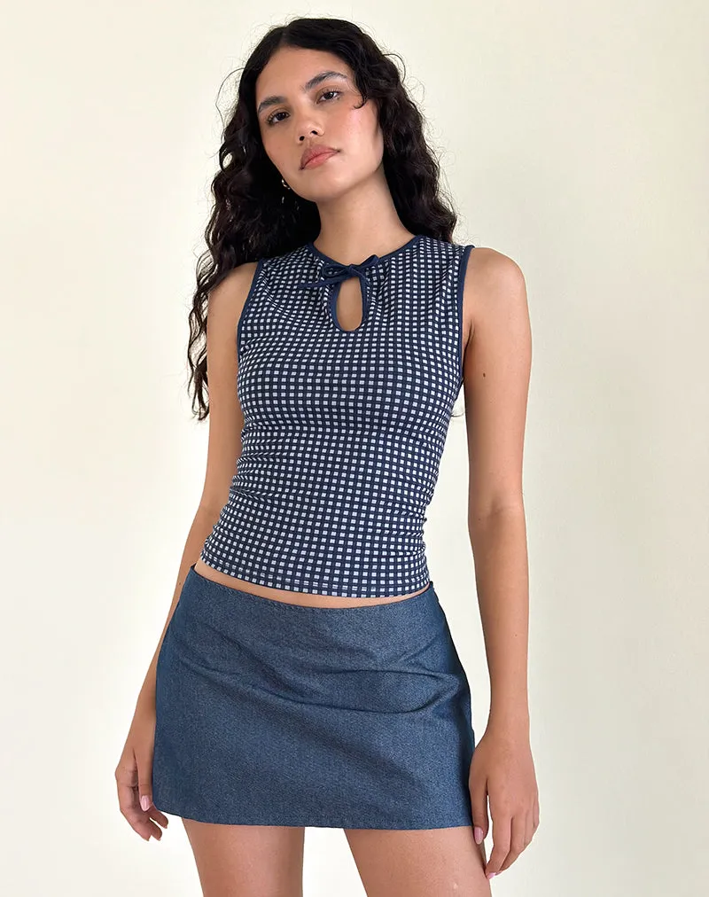 Olsa Denim Mini Skirt in Chambray Indigo