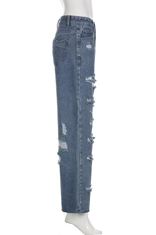 PA206 Ripped Denim Long Jeans