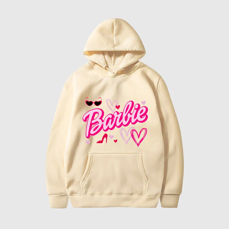 Pink Letter Printed Hoodies