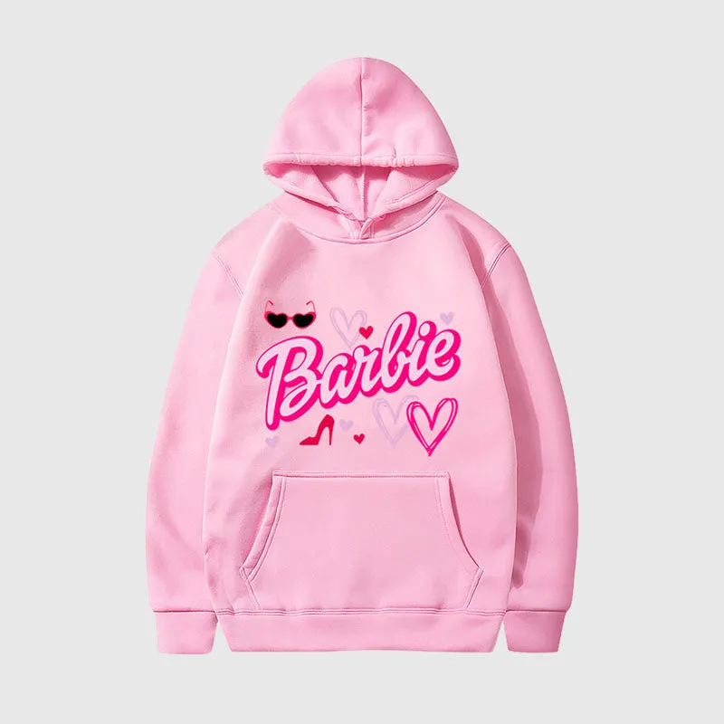 Pink Letter Printed Hoodies