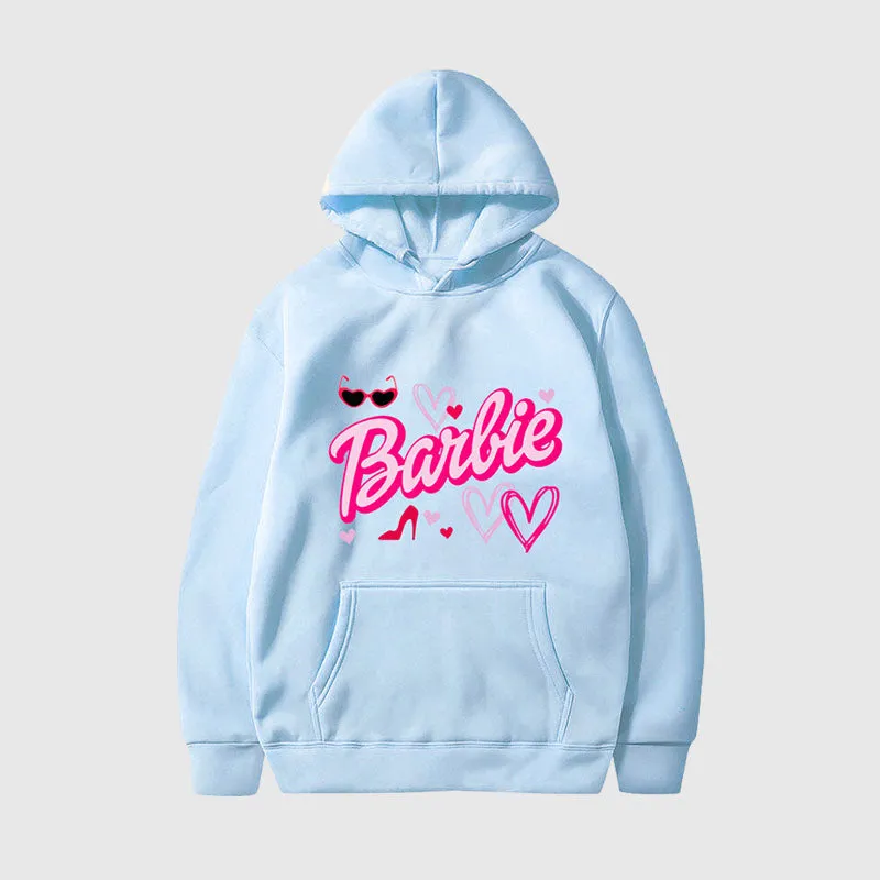 Pink Letter Printed Hoodies