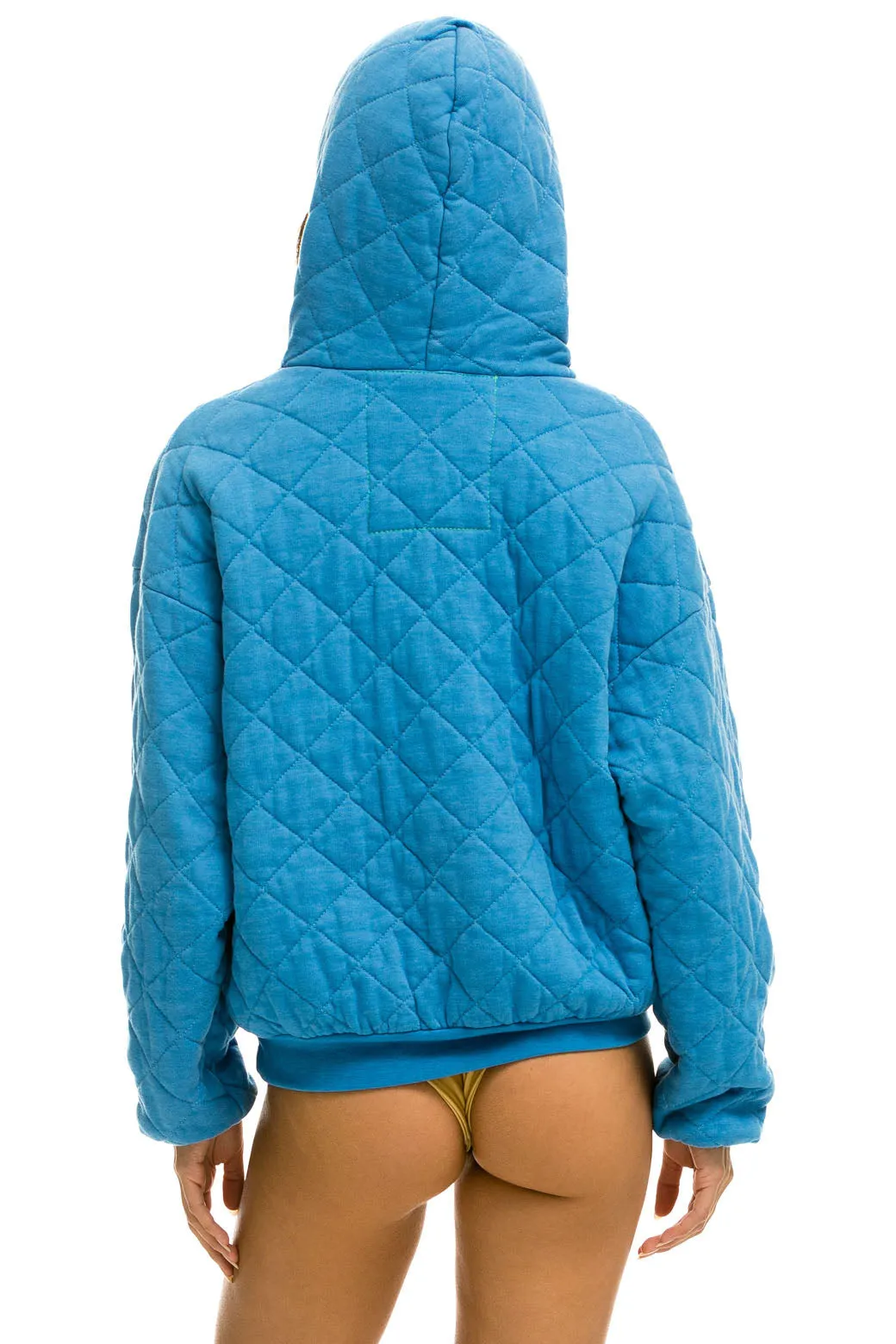 QUILTED RELAXED PULLOVER HOODIE - OCEAN