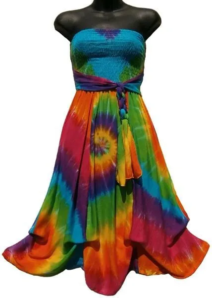 Rainbow Spiral Ribbon Sarong Dress