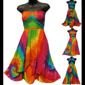 Rainbow Spiral Ribbon Sarong Dress