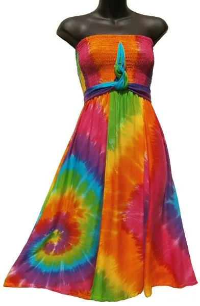 Rainbow Spiral Ribbon Sarong Dress