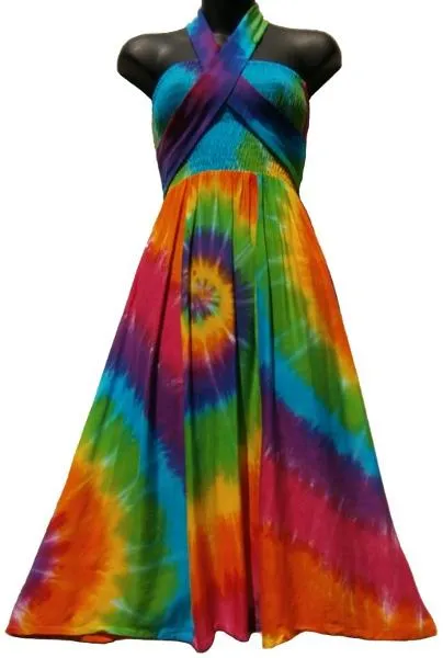 Rainbow Spiral Ribbon Sarong Dress