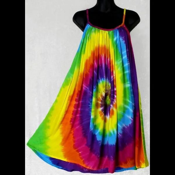 Rainbow Spiral Tie-Dye Parachute Dress