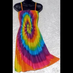 Rainbow Spiral Tie-Dye Sarong Dress