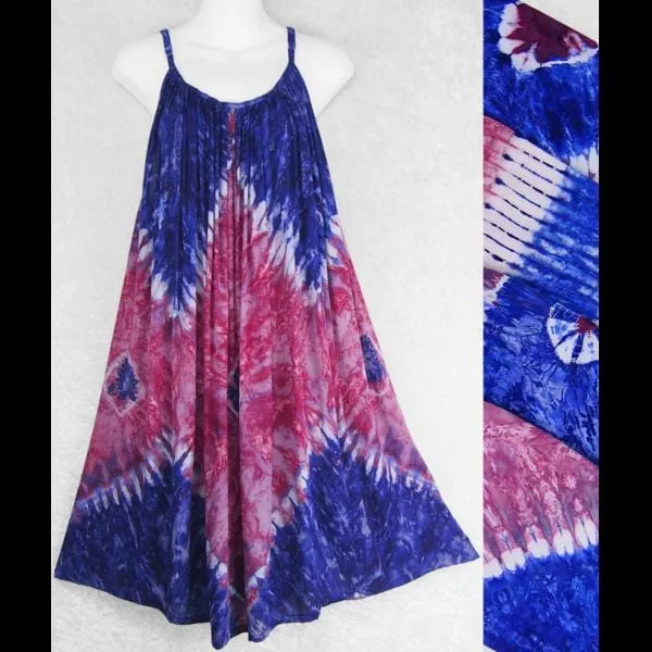 Red, White and Blue Tie-Dye Parachute Dress