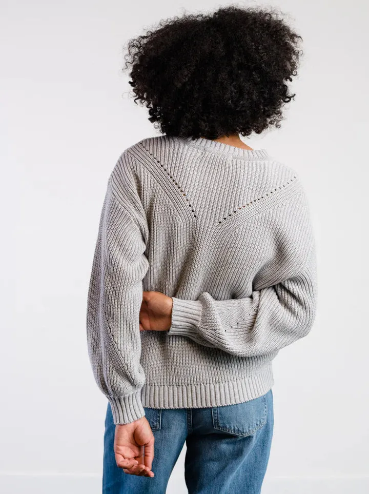 Sarah Billow Sleeve Sweater in Heather Grey