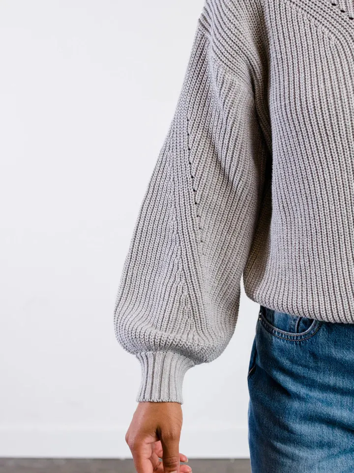 Sarah Billow Sleeve Sweater in Heather Grey