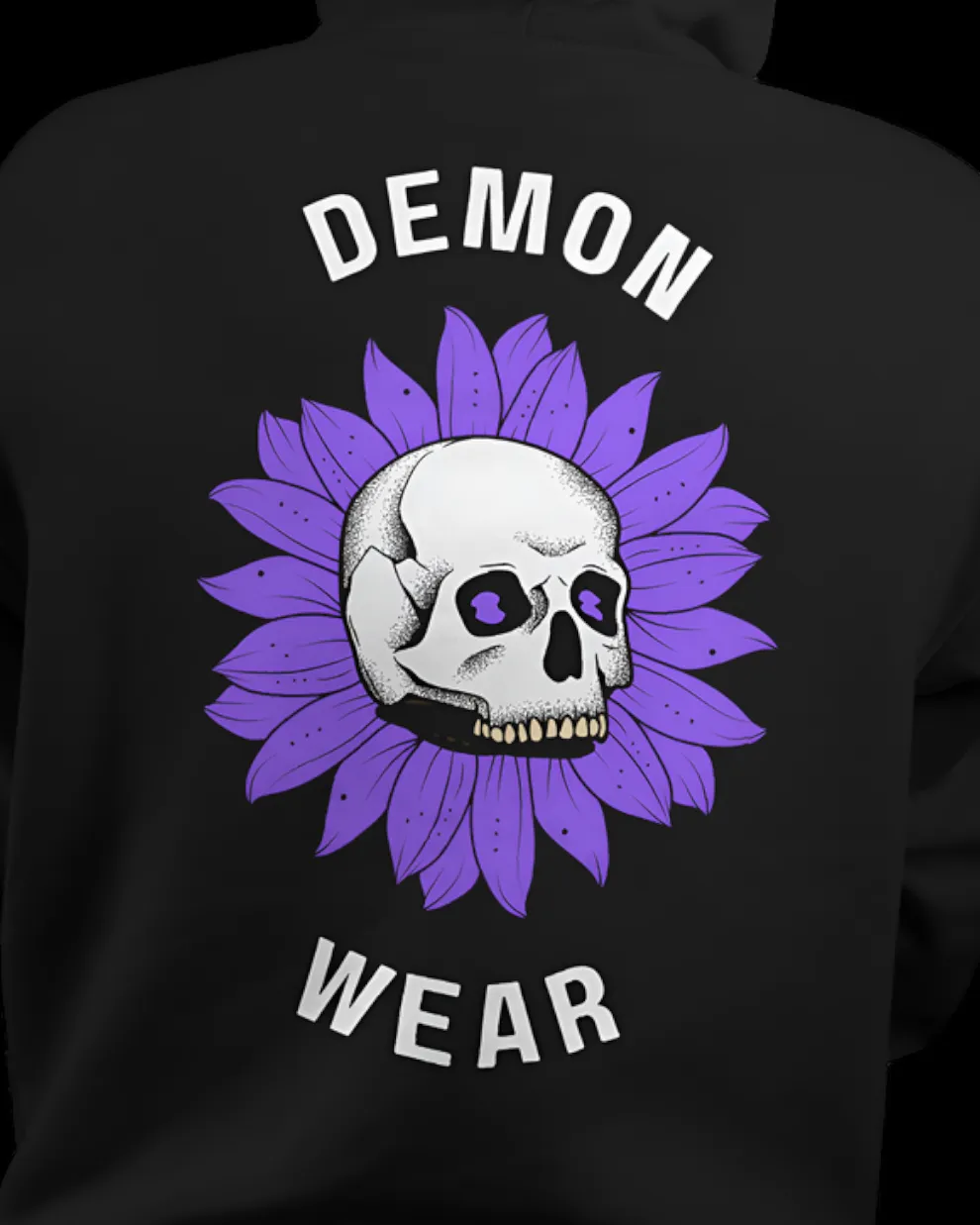 Skull & Flowers Relaxed Fit Black Hoodie For Men By DemonWear