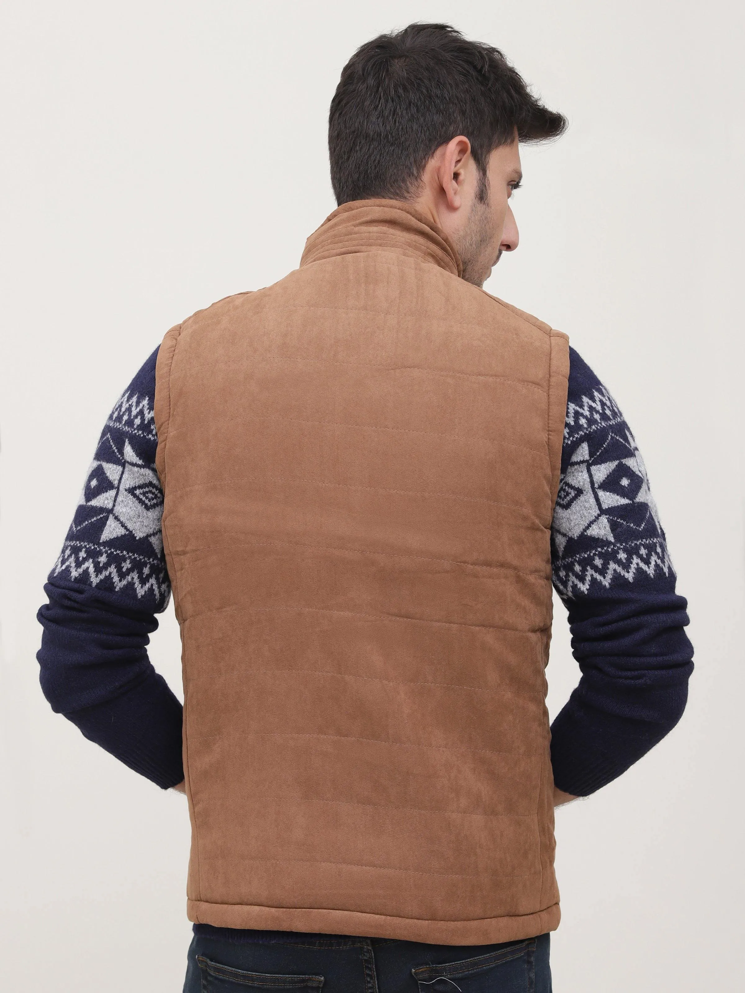 SLEEVELESS REVERSIBLE JACKET BROWN BLACK