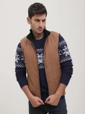 SLEEVELESS REVERSIBLE JACKET BROWN BLACK