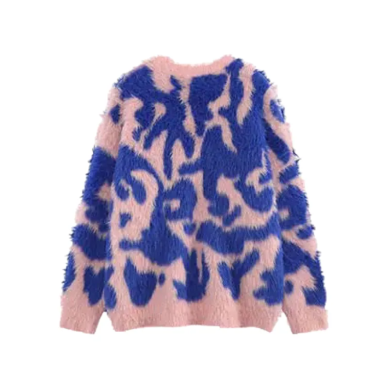 Slouchy fit heavy weight mohair graphic sweater