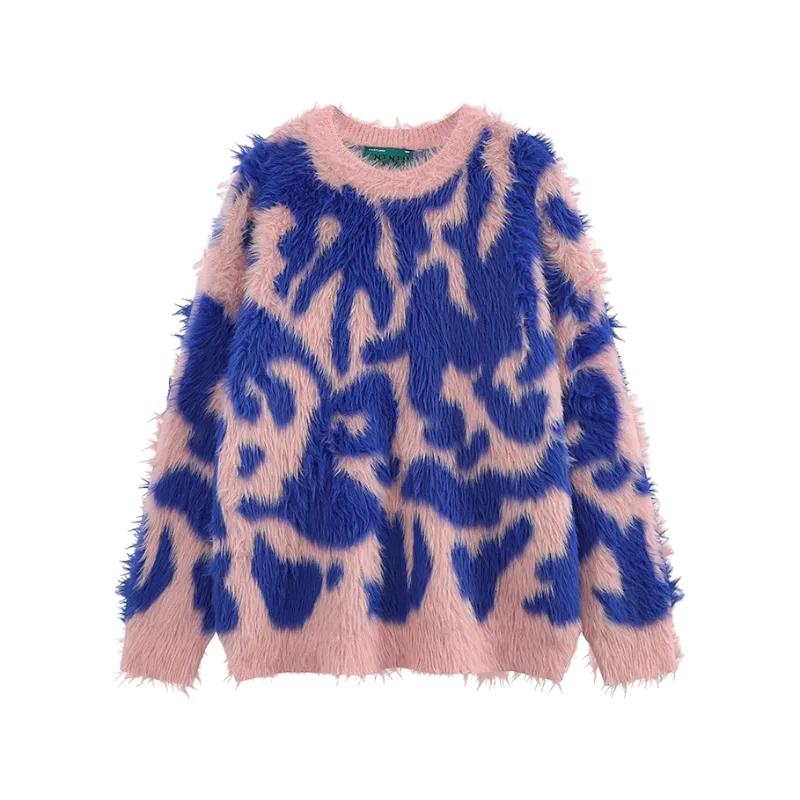 Slouchy fit heavy weight mohair graphic sweater