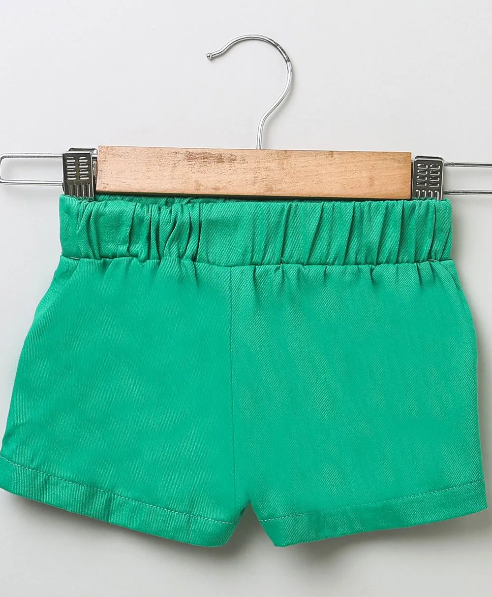 Sweetlime By AS Bottle Green twill shorts- Bottle Green