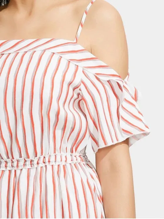 TastyHottie - Pretty Cold Shoulder Striped Cami Dress