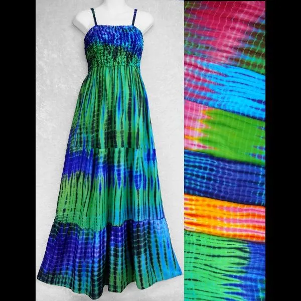 Trippy Tie-Dye Frill Long Dress B