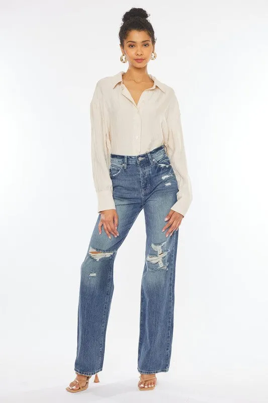 Ultra High Rise Distressed Nineties Flare