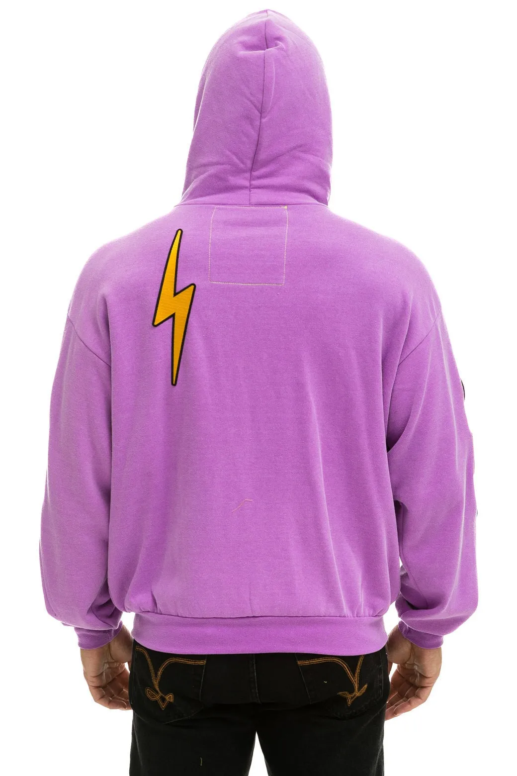 VINTAGE PATCH ZIP HOODIE RELAXED - NEON PURPLE