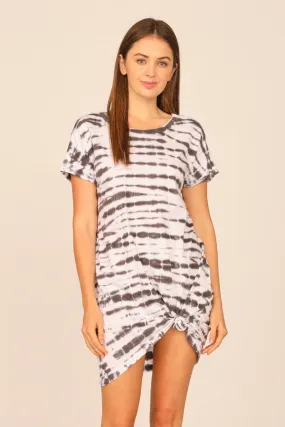 Washed Black Tie Dye V-Back Tee Shirt Dress