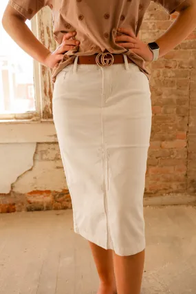 White Denim Skirt - Extended