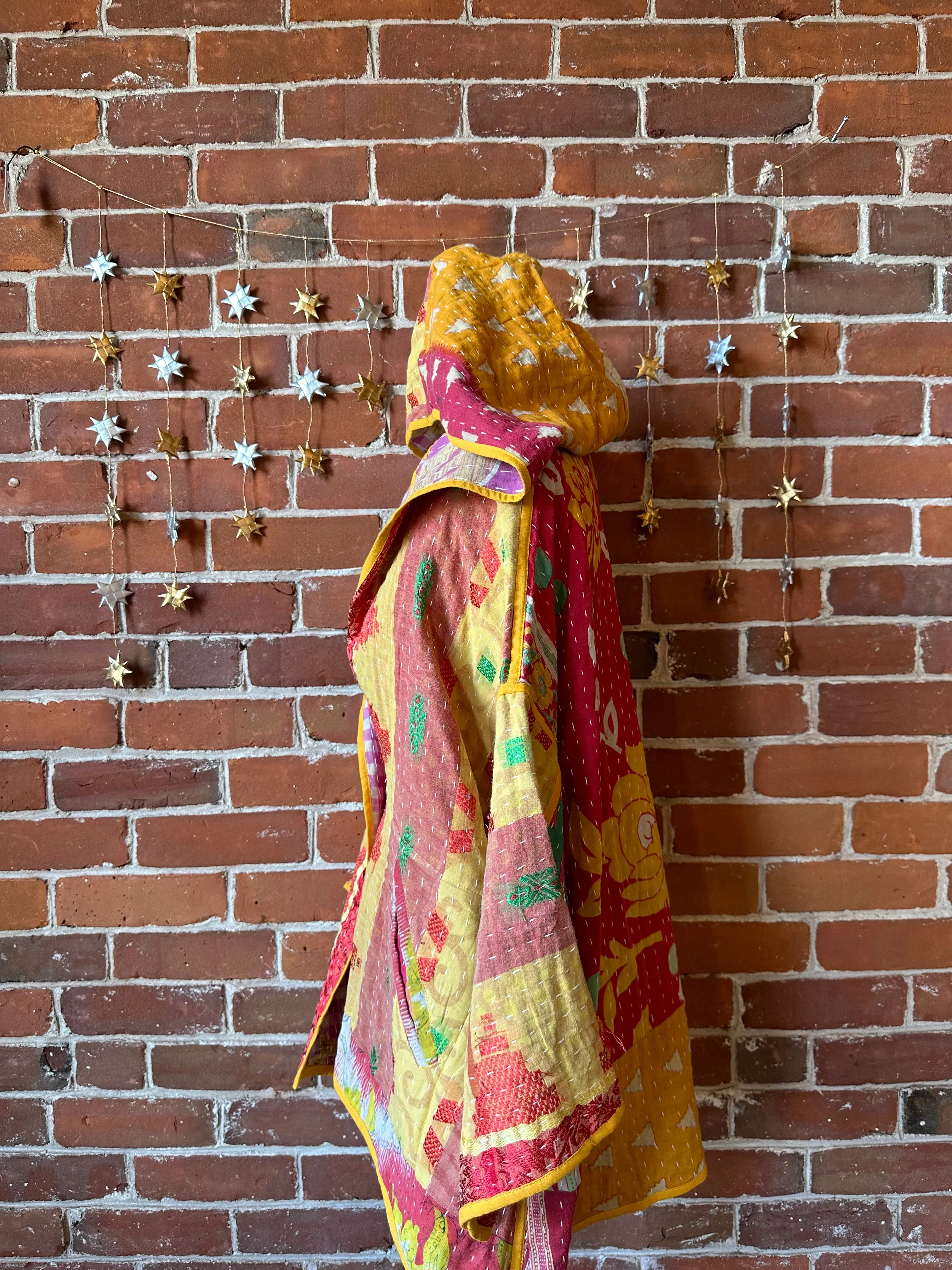 Willow Reversible Kantha Hooded Patchwork Jacket