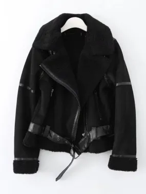 Winter Women Faux Shearling Sheepskin Fake Leather Jackets